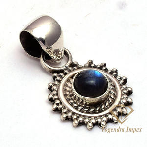 Labradorite naturelle pierres précieuses lunette ensemble pendentif 925 en argent Sterling fait à la main Style Boho mignon bijoux en gros - Product Image 2