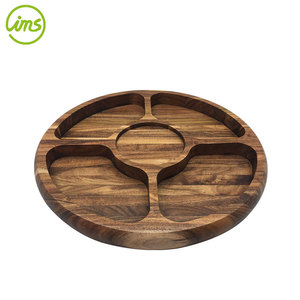 ถาดชิปแผ่นไม้อะคาเซียธรรมชาติทรงกลม - Product Image 6