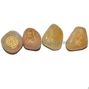 Pierres rondes de couleur jaune, Aventurine Usui Reiki, 8 pièces - Product Image 3