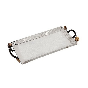 Plateau de service alimentaire en acier inoxydable avec poignée en corde, dessert couleur argent de première qualité à bas prix - Product Image 5