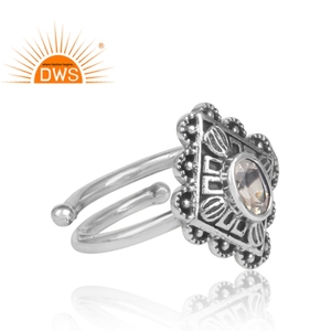 Crystal <b>Quartz</b> Gemstone <b>Ring</b> Supplier Jewelry Supplier Oxidized Sterling Silver Floral Designer <b>Ring</b> Wholesale - Product Image 3