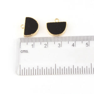 D-forme Onyx noir pendentif à caution unique connecteur plaqué or fabrication de bijoux de mode approvisionnement en gros résultats de charme Style - Product Image 3