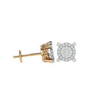 Pendientes de tuerca con racimo de diamantes blancos redondos de 0,45 CTW |   Joyería de Lujo para Mujer, Estilo Hip Hop, Oro de 10K, Cierre de Rosca Seguro, Brillo Premium - Product Image 1