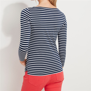 เสื้อยืดคอกลมแขนยาวลายทางสำหรับผู้หญิง,แนวลำลอง - Product Image 5