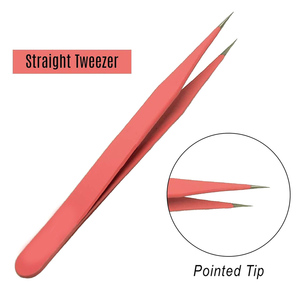 แหนบต่อขนตา,สไตล์ใหม่สำหรับมืออาชีพสีชมพูเข้มปลายทองอ่อนแหนบต่อขนตา90องศา - Product Image 4