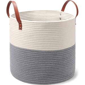 100% Jute <b>Rope</b> Woven <b>Basket</b> Kids Playroom & Nursery Storage Organizer for Living Room & <b>Laundry</b> Blanket & Toy Organizer - Product Image 1