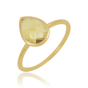Joyería de anillo de piedras preciosas citrino natural de Plata de Ley 925 chapado en oro de moda - Product Image 1