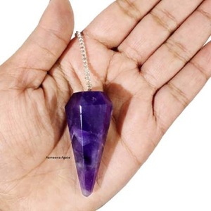 Amethyst Pendulums Natural Crystal Amethyst Faceted Cone Pendulum for Dowsing Reiki Healing Wholesale Crystal Pendulum for Sale - Product Image 1