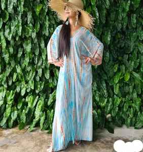 Tela de rayón con cuello en V para mujer, caftán gitano elegante de Batik Tie Dye, mangas cortas, ajuste suelto, cómodo, última colección - Product Image 3