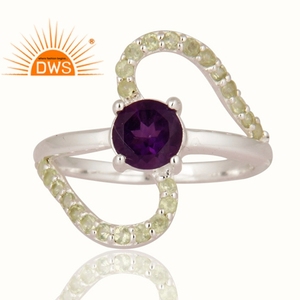 Natural Amethyst <b>Peridot</b> Gemstone <b>Ring</b> Jewelry Supplier 925 Fine Silver Jewelry Wholesaler - Product Image 2