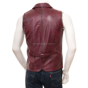 Gilet de moto en cuir véritable pour hommes, Logo personnalisé de marque privée - Product Image 2