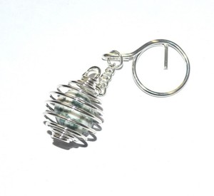 Handcrafted Tree Agate Gemstone Keychain Wholesale Metal and Silicone Keychains with Offset Printing Number Pattern - Product Image 1