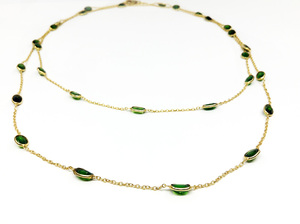 Collar de turmalina verde ligero chapado en oro de Plata de Ley 925 para uso diario, cadena larga de moda para regalo, proveedor de MOQ bajo - Product Image 4