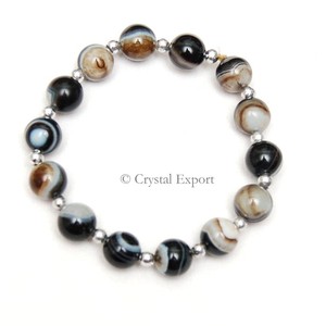 Modybest saler — bracelet à boules d'argent, en Onyx noir avec chaîne - Product Image 1