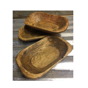 Tazón de madera de alta calidad, tazón de madera grande pulido personalizado de fábrica con recipiente de corteza de madera real - Product Image 3