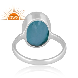 Anillo apilable de piedras preciosas de cuarzo aguamarina doble Natural de plata de ley fina 925 para fabricante de joyería de mujer - Product Image 4