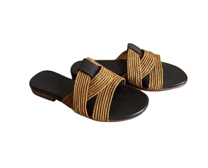 OUTSTANDING Quality Handmade <b>Moroccan</b> Raffia <b>Slipper</b> - Product Image 1