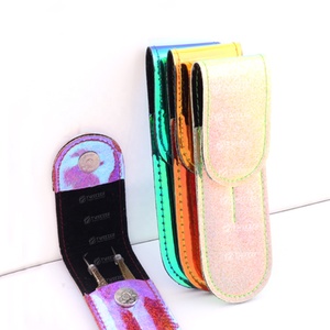 Pince à épiler professionnelle de haute qualité en acier inoxydable coloré 2 pièces Logo personnalisé pochette de beauté emballée - Product Image 1