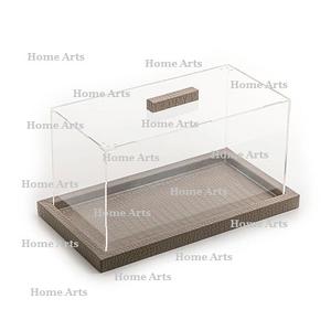 Lot de 2 plateaux à dessert de forme rectangulaire en bois et nacre avec couvercle en acrylique - Product Image 3