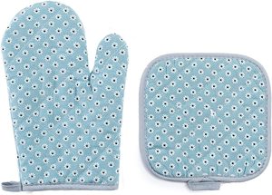 Guante de cocina resistente al calor, para microondas, de algodón, estampado a rayas coloridas - Product Image 3