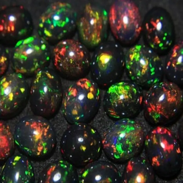Grosir api magnetik alami batu permata Opal hitam Etiopia batu berlian Cabochon longgar bahan ukuran 5mm dari produsen