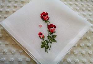 Handker chief-bordado a mano con flores, 100% algodón, tamaño 30x30 cm - Product Image 3