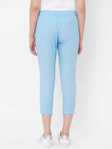 กางเกงผ้าลินินแบบลำลองสำหรับผู้หญิงกางเกงย้อมธรรมดาเอวกลางระบายอากาศได้สำหรับฤดูร้อน - Product Image 3