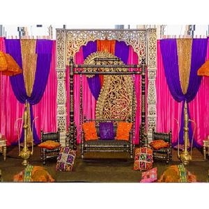 Attractive Outdoor Mehandi Stage Swing Decor Exclusive Bollywood Style Mehndi Swing Decor Royal Designer Mehndi Stage Swing Set - Product Image 1
