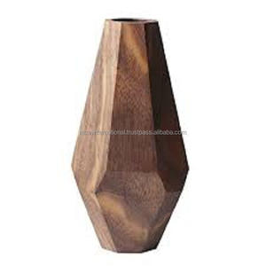 Jarrón de mesa de madera de diseño moderno hecho a mano indio decoración del hogar florero diseño Floral madera hecha a mano decoración única para el hogar - Product Image 1