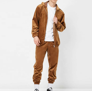 Wholesale Custom Men's <b>Velour</b> Fabric Track Suit 2-Piece Zip <b>Hoodie</b> Plus Size for Winter - Product Image 5
