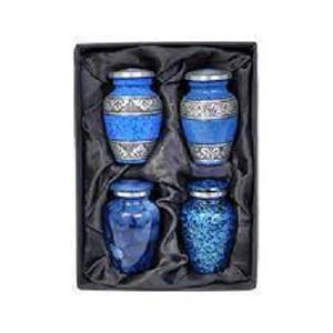 มือสีฟ้าประดิษฐ์ด้วยความสง่างามขนาดเล็กมินิที่ระลึก Urn สําหรับเถ้ามนุษย์ราคาโรงงานอลูมิเนียมโลหะเผาศพ Urn - Product Image 4