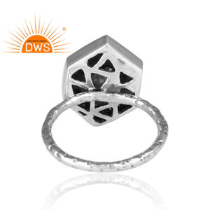 Anillo de Plata de Ley 925 con Cristal de Circonita en Forma de Hexágono, Joyería Tribal para Mujer, Regalo para Ella - Product Image 4