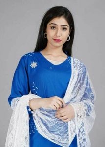 Pakistán Shalwar Kameez 2021 colección de verano precioso vestido de césped cosido señoras niñas alta calidad viscosa traje largo - Product Image 6