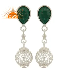 Shiny 925 Sterling Silver Designer Drop Earrings Topaz Emerald Gemstone Earrings Fine Jewelry Supplier