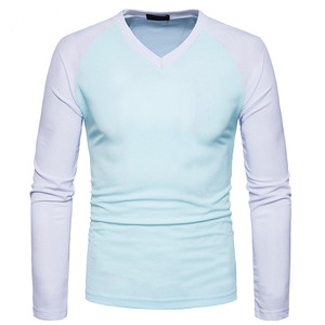 Nouveauté T-shirt à manches longues pour homme, col en V, 100% coton, tricoté, uni, design personnalisé, prix de gros, Bangladesh - Product Image 5