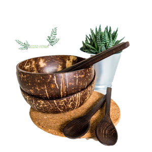 Bol en coquille de noix de coco 1 pièce, durable et artisanal, petit Logo gravé au Laser naturel du Vietnam, Design personnalisé, fabriqué au Vietnam eco 2go - Product Image 1