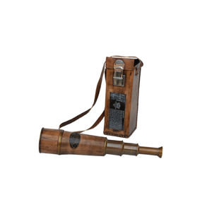 Tête de télescope au Design Vintage en cuir avec binoculaires au Design de finition Antique en laiton de plusieurs couleurs - Product Image 2
