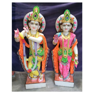 รูปปั้นพระพุทธเจ้าและพระแม่ศักดิ์สิทธิ์ ราดา คริสตนา ทำจากหินอ่อนสีขาวอินเดีย สำหรับการบูชา - Product Image 1