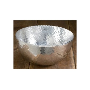 Bol à fruits en métal fait à la main pour restaurant en métal argenté brillant bols de service à salade en aluminium nickelé gaufrage - Product Image 3