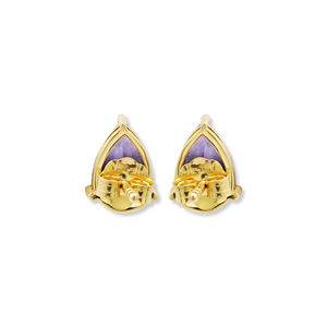 Preciosa piedra preciosa de tanzanita Natural 9K oro amarillo sólido hecho a mano mujeres Stud pendientes joyería para venta al por mayor - Product Image 2
