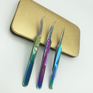 Pince à épiler pour extensions de cils effet arc-en-ciel, à pointe droite à 45 degrés, pour isolation, pointe lisse, testée à la main, précision, avec logo personnalisé - Product Image 6