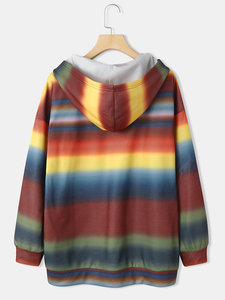 Sudadera con capucha informal de alta calidad para mujer, jersey de manga larga, sudadera de Color contrastante a rayas, ropa de invierno transpirable, sudaderas con capucha - Product Image 2