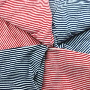 Stripe CVC Velour Fabric 80 Cotton 20 Polyester Yarn Dyed Stripe Terry Velour Velvet Fabric for Sportswear Garment Home Textile