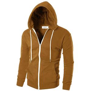 Sudadera con capucha de gimnasio ajustada para hombre fabricada en China, manga larga, ligera, con cremallera, bolsillo de canguro, bordado, tejido impermeable - Product Image 2