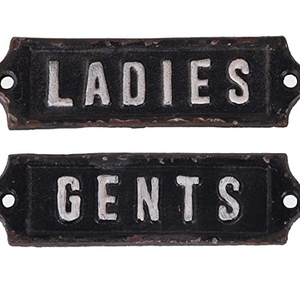Ladies Gents Wall Plaque Cast Iron - Product Image 1