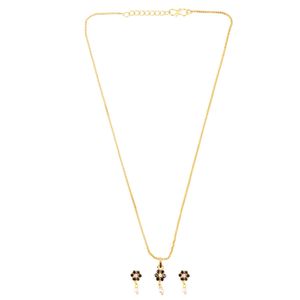 Cubic Zirconia CZ Floral Pendant Chain Necklace Earrings Jewelry Set Gift for Women Girls - Product Image 1