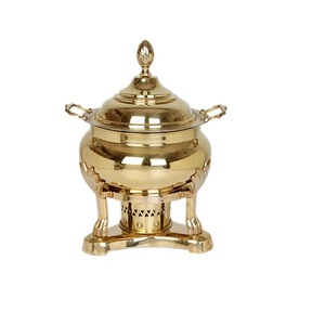 Plato de frotamiento pulido dorado de acero inoxidable, plato para servir comida de hotel de la mejor calidad para uso en fiestas de bodas - Product Image 5