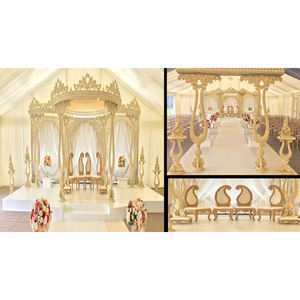 Magnífico Mandap de Madera con Diseño Paisley para Bodas Gujarati, Mandap Avni con Corona, Mandap Tradicional Indio para Bodas en EE. UU. - Product Image 1