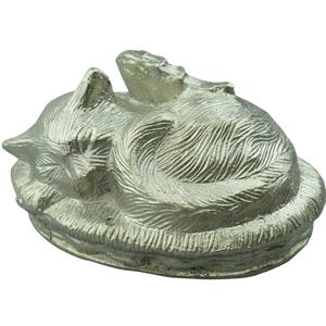 Structured Rare Design Brass Pet <b>Urn</b> Solid Metallic Home Decor Memorial Keepsake for Ashes Sleeping <b>Cat</b> Inspired Supplies - Product Image 1
