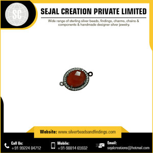 925 Sterling Silver Green Gemstone Connector From India Wholesale - Product Image 4